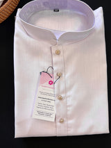 White men's kurta pajama in pure linen cotton with premium linen cotton with fancy buttons — Kaash Collection
