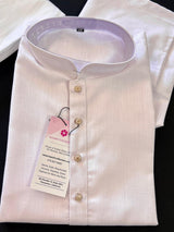 White men's kurta pajama in pure linen cotton with premium linen cotton with fancy buttons — Kaash Collection