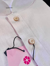 White men's kurta pajama in pure linen cotton with premium linen cotton with fancy buttons — Kaash Collection