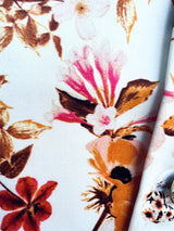 White men's Nehru/Modi jacket in soft silk with floral digital prints — Kaash Collection