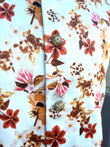 White men's Nehru/Modi jacket in soft silk with floral digital prints — Kaash Collection