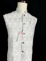White Jacket for Men with Embroidery, thread and Sequin Work | Jacket for Kurta | Mens Wedding Wear Outfit | Men Waistcoat - Kaash