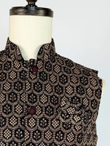 Wine men's Nehru/Modi jacket in velvet with thread embroidery & sequin on velvet — Kaash Collection