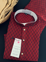 Wine Color Men Kurta Pajama | Self Design embroidery Style | Mens Readymade Kurta for Wedding | Kurta Pajama for Men - Kaash