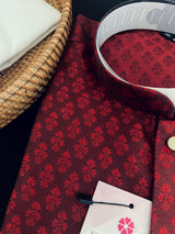 Wine Color Men Kurta Pajama | Self Design embroidery Style | Mens Readymade Kurta for Wedding | Kurta Pajama for Men - Kaash