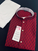 Wine Color Men Kurta Pajama | Self Design embroidery Style | Mens Readymade Kurta for Wedding | Kurta Pajama for Men - Kaash