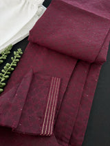 Wine men's kurta pajama in soft silk (non-pure) with tiny black sequin with embossed self-design — Kaash Collection