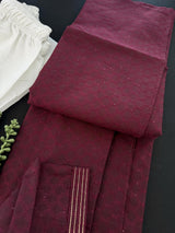 Wine men's kurta pajama in soft silk (non-pure) with tiny black sequin with embossed self-design — Kaash Collection