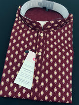 Wine Color Premium Pure Cotton Mens Kurta Pajama Set | Cotton Mens Kurtas - Kaash