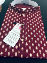Wine Color Premium Pure Cotton Mens Kurta Pajama Set | Cotton Mens Kurtas - Kaash
