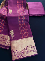 Wine pure kanjivaram kanchipuram silk saree with muted gold zari weave — Kaash Collection