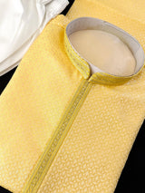 Yellow Color Men's Soft Silk Kurta Pajama Set | Yellow Haldi Function Wear - Kaash