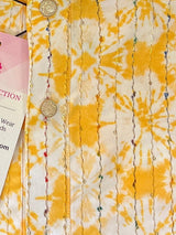 Yellow men's kurta pajama in soft cotton silk with sequin & colorful thread work — Kaash Collection