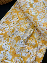 Yellow men's kurta pajama in soft cotton silk with sequin & colorful thread work — Kaash Collection