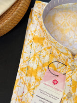 Yellow men's kurta pajama in soft cotton silk with sequin & colorful thread work — Kaash Collection
