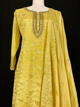 Yellow Color Salwar Kameez | Readymade Salwar Kameez in Yellow Color with Pant - 3pcs Women Suit with Handwork - Kaash