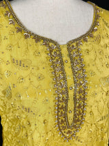 Yellow Color Salwar Kameez | Readymade Salwar Kameez in Yellow Color with Pant - 3pcs Women Suit with Handwork - Kaash