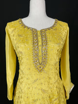 Yellow Color Salwar Kameez | Readymade Salwar Kameez in Yellow Color with Pant - 3pcs Women Suit with Handwork - Kaash