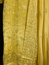 Yellow Color Salwar Kameez | Readymade Salwar Kameez in Yellow Color with Pant - 3pcs Women Suit with Handwork - Kaash
