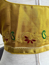Yellow Gold Color Tissue Silk Readymade Blouse - Kaash
