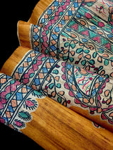 Yellow Gold Semi-Tussar Silk with Madhubani Prints Sarees - Kaash