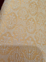 Yellow Jacquard Silk Kurta Pajama Set | Embossed Embroidery Work, Wedding Party Wear - Kaash