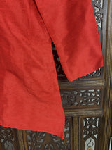 Bright Red Color Raw Silk Indian Men Short Kurta | Mens Ethnic Wear | Kurta Only | Short Kurta | Kaash Collection - Kaash Collection