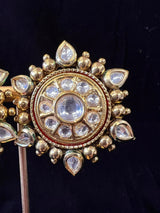 Antique Gold Finish High Quality Studs in Polki Stones - Kaash