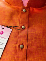 Apricot with Yellow Tint men's kurta pajama in pure cotton with premium cotton with fancy buttons — Kaash Collection
