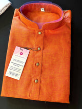 Apricot with Yellow Tint men's kurta pajama in pure cotton with premium cotton with fancy buttons — Kaash Collection