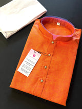 Apricot Color with tint of Yellow Premium Pure Cotton Kurta Pajama Set for Men | Cotton Men Kurtas | Indian Ethnic Wear | Kaash Collection - Kaash