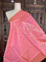 Baby Pink Floral Jaal Soft Silk Dupatta | Light Weight | Indian Dupatta | Stole | Scarf | Gift For Her | Dupattas for Gift | Indian Gifts - Kaash