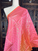 Baby Pink Floral Jaal Soft Silk Dupatta | Light Weight | Indian Dupatta | Stole | Scarf | Gift For Her | Dupattas for Gift | Indian Gifts - Kaash