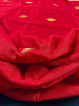 Beautiful Bengal Handloom Red Color Saree with Gicha and Zari Pallu - Kaash