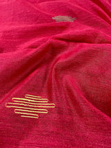 Beautiful Bengal Handloom Red Color Saree with Gicha and Zari Pallu - Kaash
