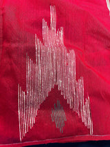 Beautiful Bengal Handloom Red Color Saree with Gicha and Zari Pallu - Kaash