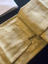 Beige Gold Silk Men Kurta Pajama with Weave Work - Kaash