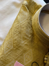 Beige Gold Silk Men Kurta Pajama with Weave Work | Designer Men Kurta Pajama Set | Kurta Pajama Set in USA | Kaash Collection - Kaash