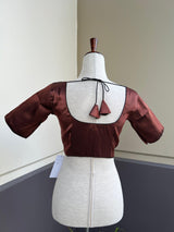Black base with Copper Readymade Blouse with small Gold Color design in Brocade - Kaash
