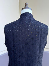 Black men's Nehru/Modi jacket in cotton silk with embroidery & sequin work — Kaash Collection