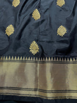 Black Color Saree with Muted Gold Zari Weave - Kaash