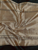 Black Color Saree with Muted Gold Zari Weave | Pure Banarasi Katan Silk Saree | Black Silk Saree | Pure Silk Saree | Silk Mark Certified - Kaash