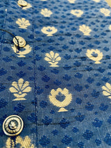 Blue men's kurta pajama in cotton silk with printed design pattern — Kaash Collection