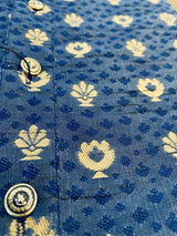 Blue Cotton Silk Kurta Pajama Set with Printed Design Pattern - Kaash