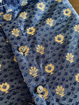 Blue Cotton Silk Kurta Pajama Set with Printed Design Pattern - Kaash