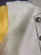 Boys 3pcs Kurta Pajama with Jacket in Floral Pattern in Yellow and Maroon | Kids Wear | Boys Ethnic Wear | Boys Kurta | Kaash Collection - Kaash