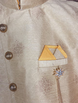 Boys 3pcs Kurta Pajama with Jacket in Floral Pattern in Yellow and Maroon | Kids Wear | Boys Ethnic Wear | Boys Kurta | Kaash Collection - Kaash