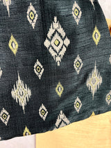 Boys Kurta Pajama Set in Charcoal Grey Color with Ikkat Prints | Raw Silk material with Cotton Lining | Kurta Pajama for Boys | Indian Wear - Kaash