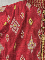 Boys Kurta Pajama Set in Maroon Color with Ikkat Prints | Raw Silk material with Cotton Lining | Kurta Pajama for Boys | Indian Kids Wear - Kaash