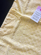 Light Yellow Boys Georgette Chikankari 2-piece kurta pajama set for boys with lucknowi chikankari with paisley — Kaash Collection